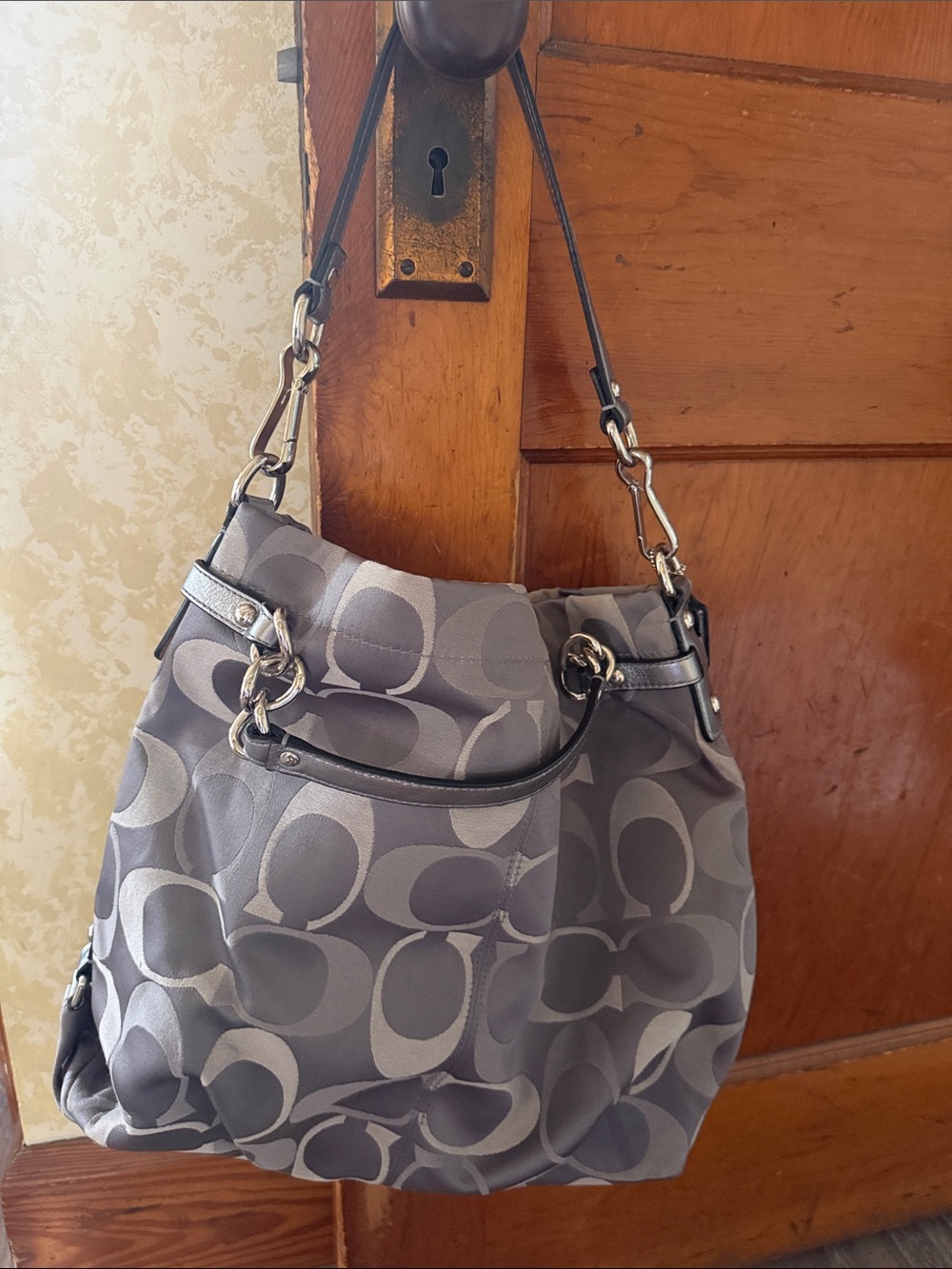 Coach Gray Signature-Pattern Tote Bag - Women's Shoulder Bag